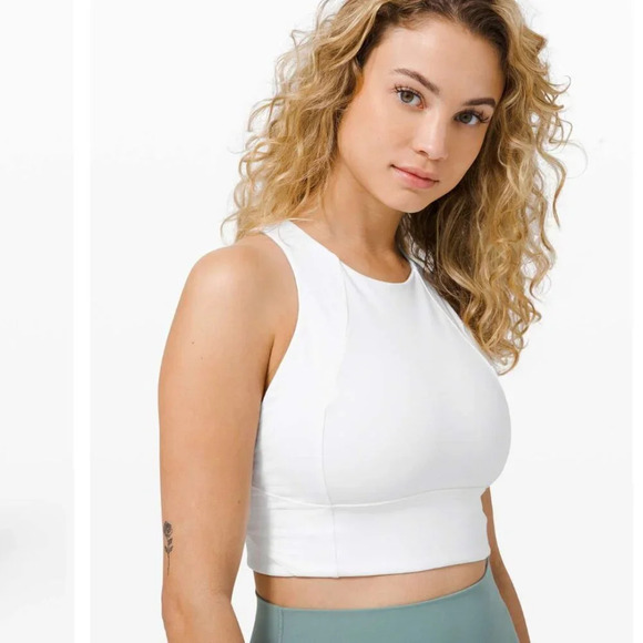 Lululemon Free to be Serene Bra High Neck Long Line Special Edition White Sz 10 - Picture 2 of 8